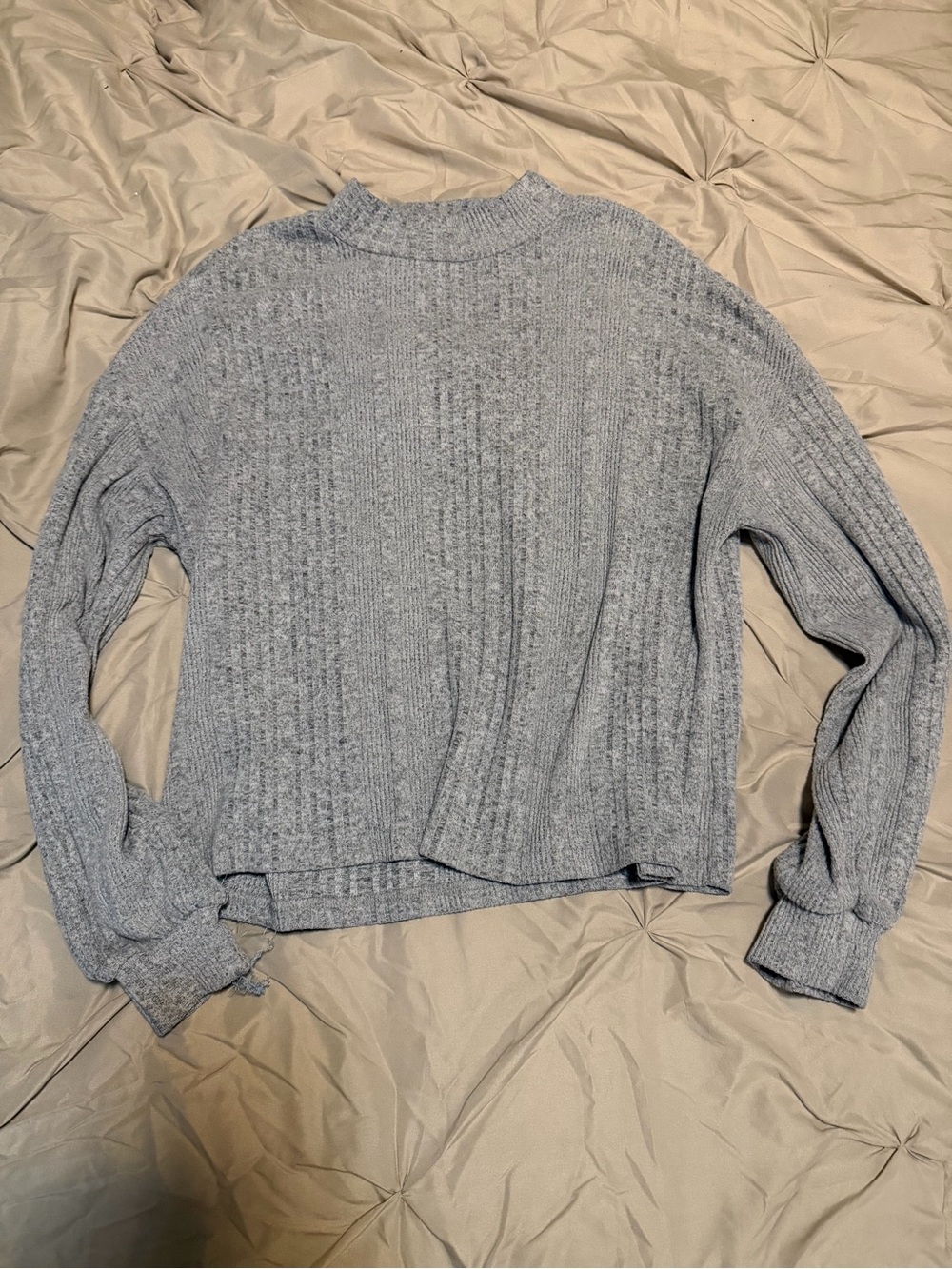 Women's Heather Gray Ribbed Knit Sweater